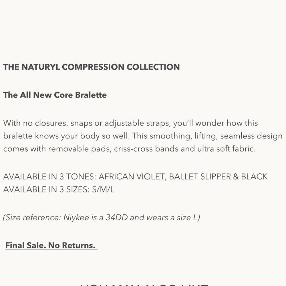 🆕 Naturyl Core Bralette Ballet Slipper - Picture 5 of 5